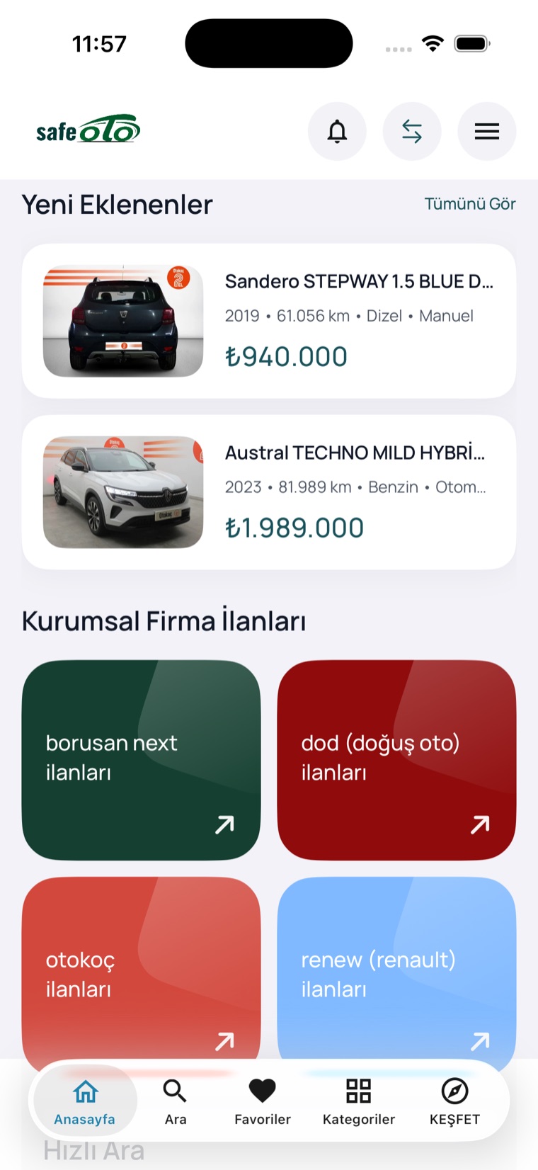 Favoriler ve fiyat takibi